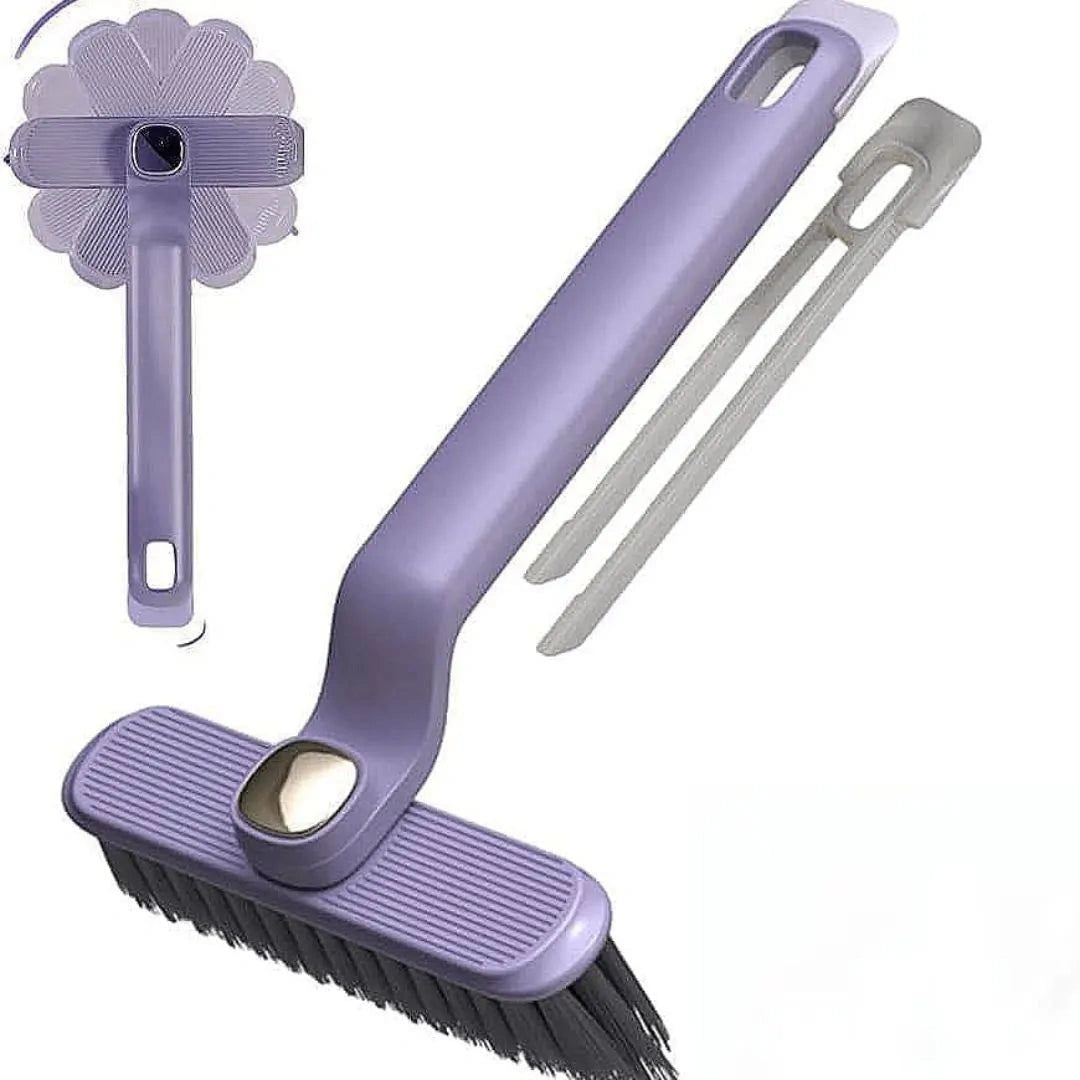 Rotating brush head angled into tight corner